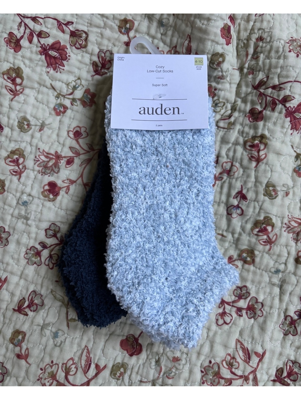 Auden Marled Fuzzy Low-cut Cozy Socks